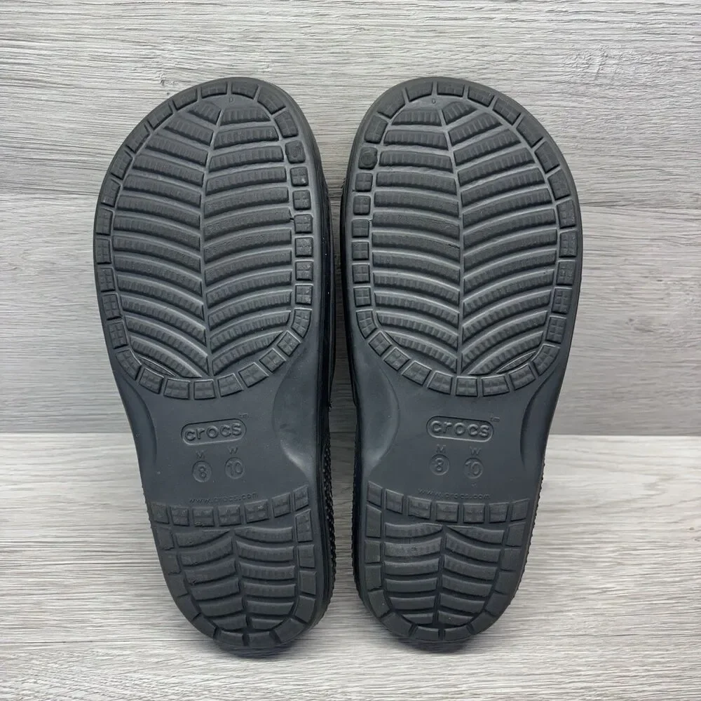 Crocs Iconic Comfort Classic Slides Slip On Black Unisex Men's 8 Women’s 10